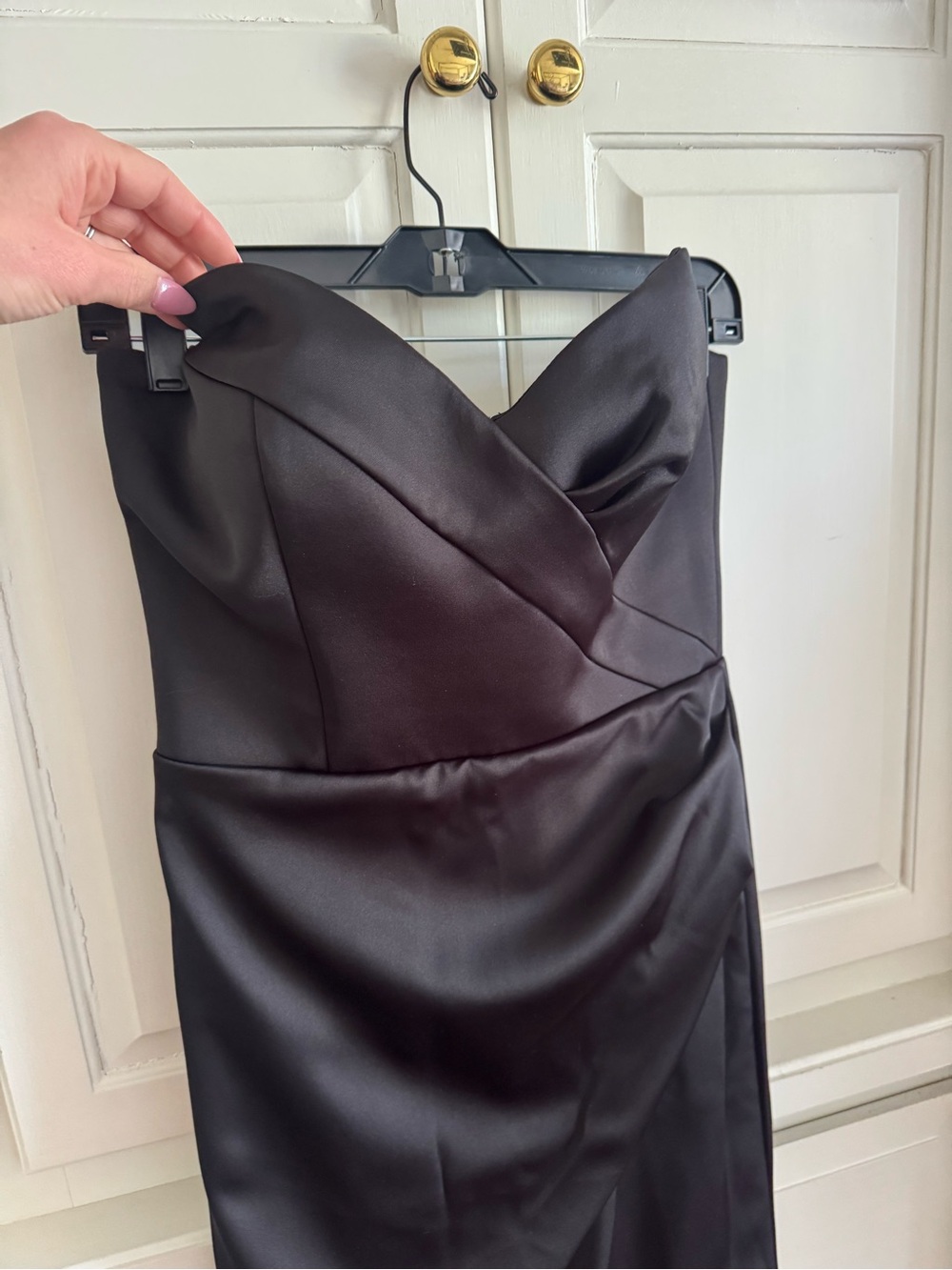 Milla Strapless Satin Black Gown